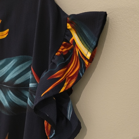 Women’s Babydoll Dress | Size XL | Blue Floral Parrot Print - Picture 6 of 8